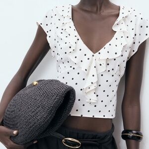 Mango White Polka Dot Blouse